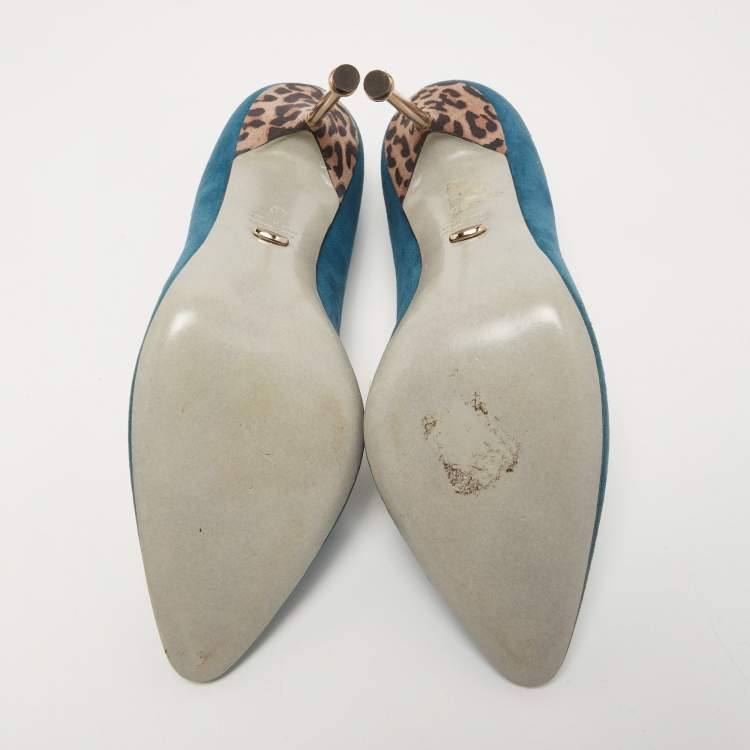 Pre Owned Sergio Rossi Blue Suede Pointed Toe Pumps Size 40