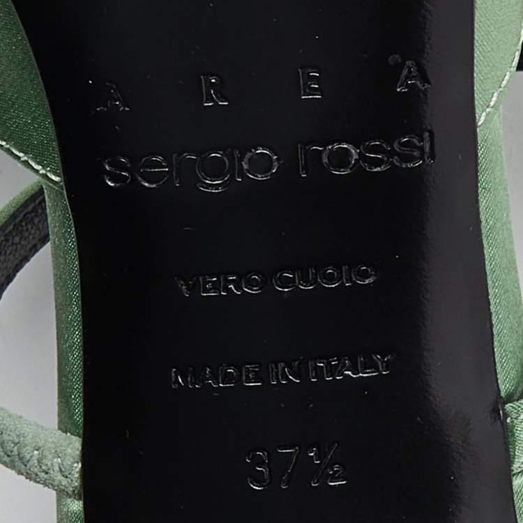 Pre Owned Sergio Rossi x Area Green Satin Marquise Mules Size 37.5