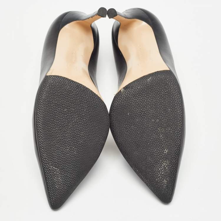 Pre Owned Sergio Rossi Black Leather Pointed Toe Pumps Size 37
