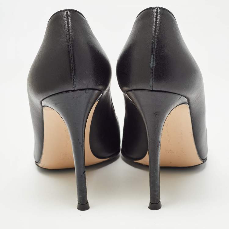 Pre Owned Sergio Rossi Black Leather Pointed Toe Pumps Size 37