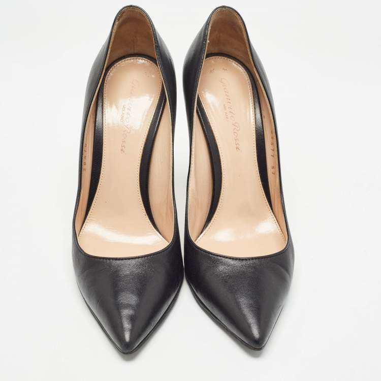 Pre Owned Sergio Rossi Black Leather Pointed Toe Pumps Size 37