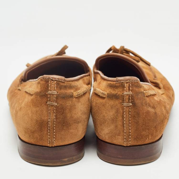 Pre Owned Sergio Rossi Brown Suede Loafers Size 37.5