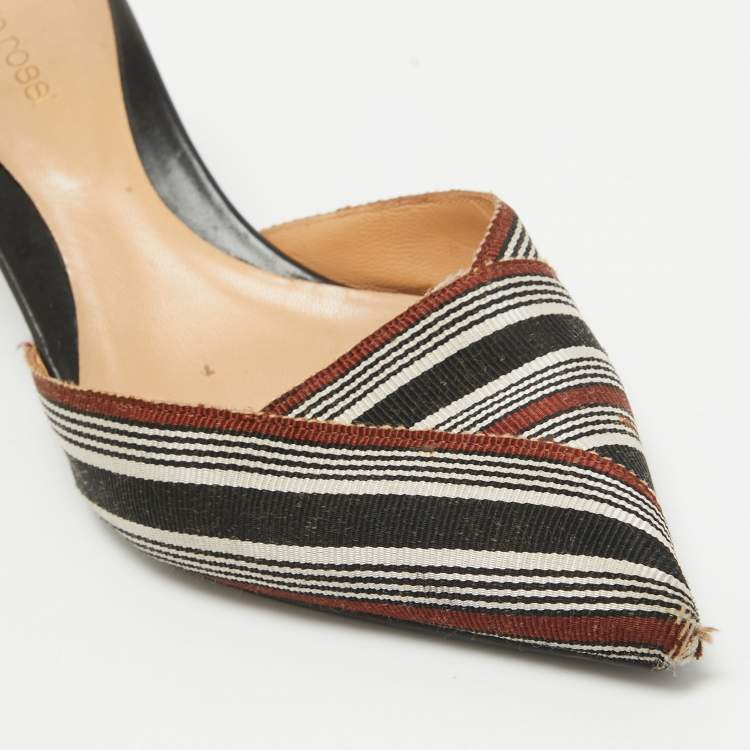 Pre Owned Sergio Rossi Multicolor Canvas Pointed Mules Size 36