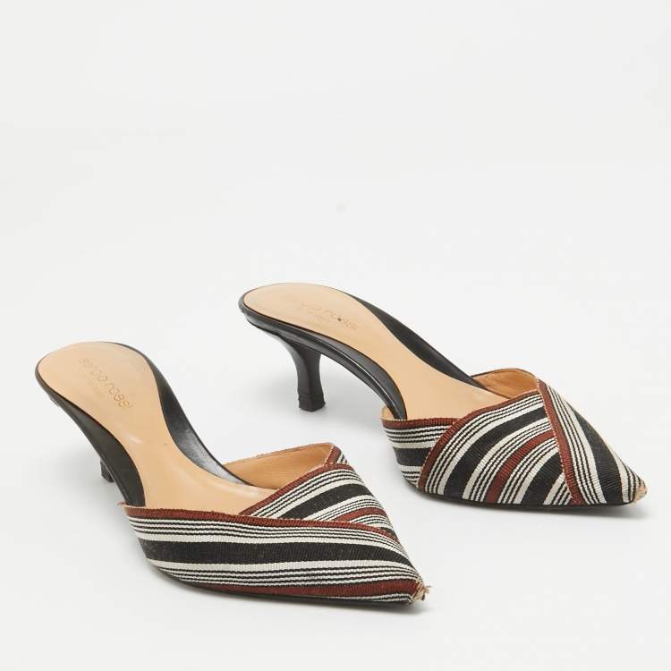Pre Owned Sergio Rossi Multicolor Canvas Pointed Mules Size 36
