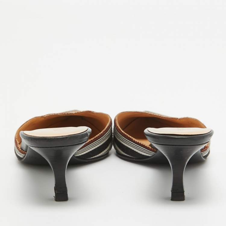 Pre Owned Sergio Rossi Multicolor Canvas Pointed Mules Size 36