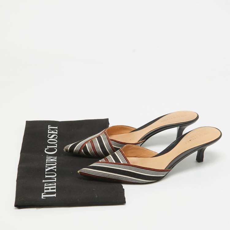 Pre Owned Sergio Rossi Multicolor Canvas Pointed Mules Size 36