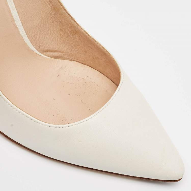 Pre Owned Sergio Rossi White Leather Pointed Toe Pumps Size 39