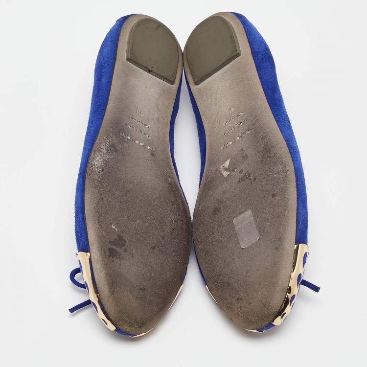 Pre Owned Sergio Rossi Blue Suede Ballet Flats Size 40