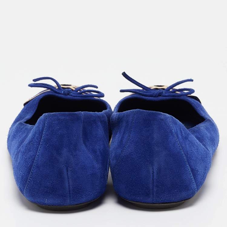 Pre Owned Sergio Rossi Blue Suede Ballet Flats Size 40