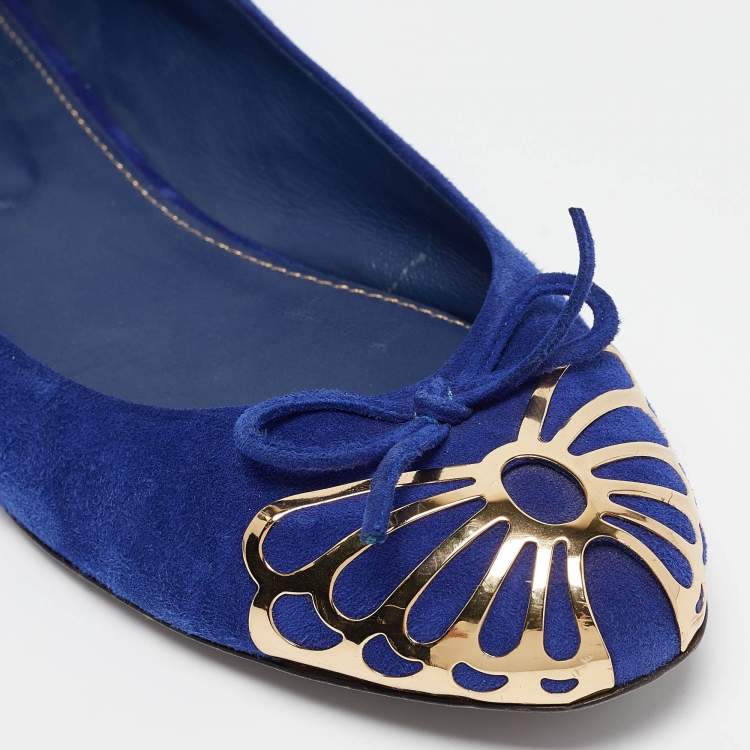 Pre Owned Sergio Rossi Blue Suede Ballet Flats Size 40