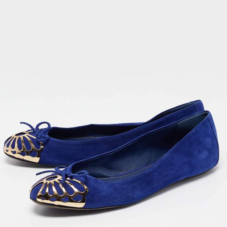 Pre Owned Sergio Rossi Blue Suede Ballet Flats Size 40