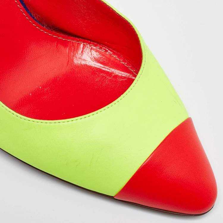 مملوكة مسبقًا Sergio Rossi Tri Color Leather Slingback Pumps Size 40