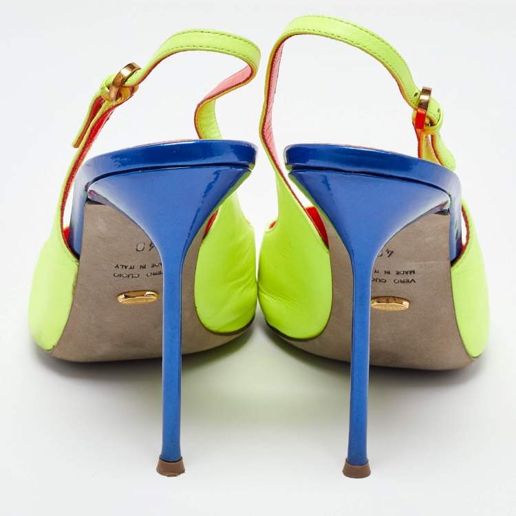 مملوكة مسبقًا Sergio Rossi Tri Color Leather Slingback Pumps Size 40