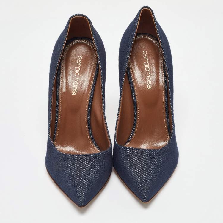 Pre Owned Sergio Rossi Blue Denim Pointed Toe Pumps Size 36