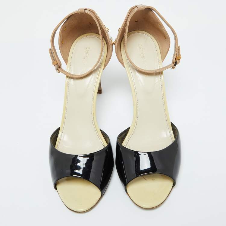 Pre Owned Sergio Rossi Multicolor Patent Leather Ankle Strap Sandals Size 38.5