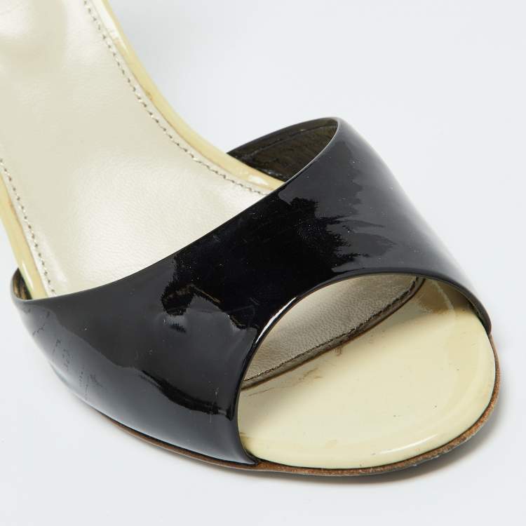 Pre Owned Sergio Rossi Multicolor Patent Leather Ankle Strap Sandals Size 38.5