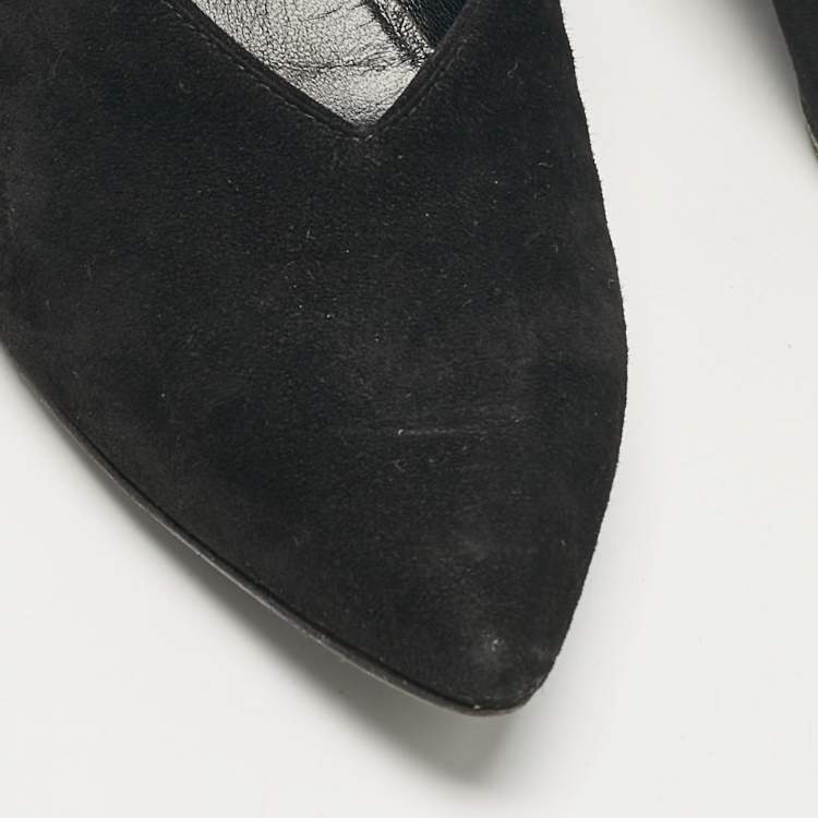 Pre Owned Sergio Rossi Black Suede Pointed Toe Pumps Size 38.5