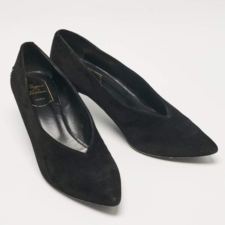 Pre Owned Sergio Rossi Black Suede Pointed Toe Pumps Size 38.5