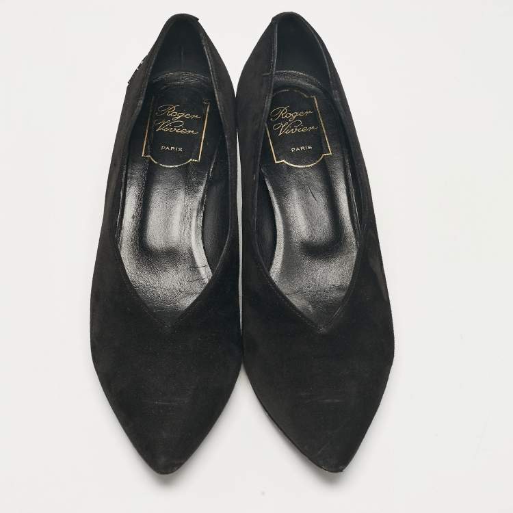Pre Owned Sergio Rossi Black Suede Pointed Toe Pumps Size 38.5