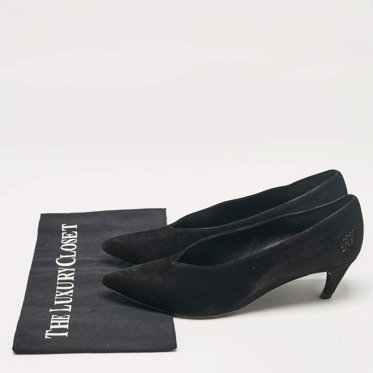 Pre Owned Sergio Rossi Black Suede Pointed Toe Pumps Size 38.5