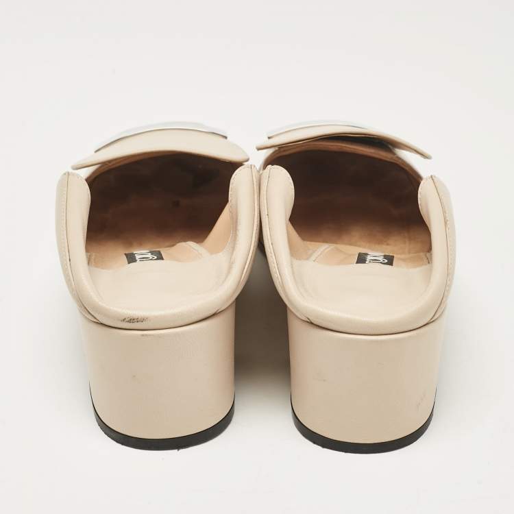 Pre Owned Sergio Rossi Beige Leather SR1 Loafers Size 40