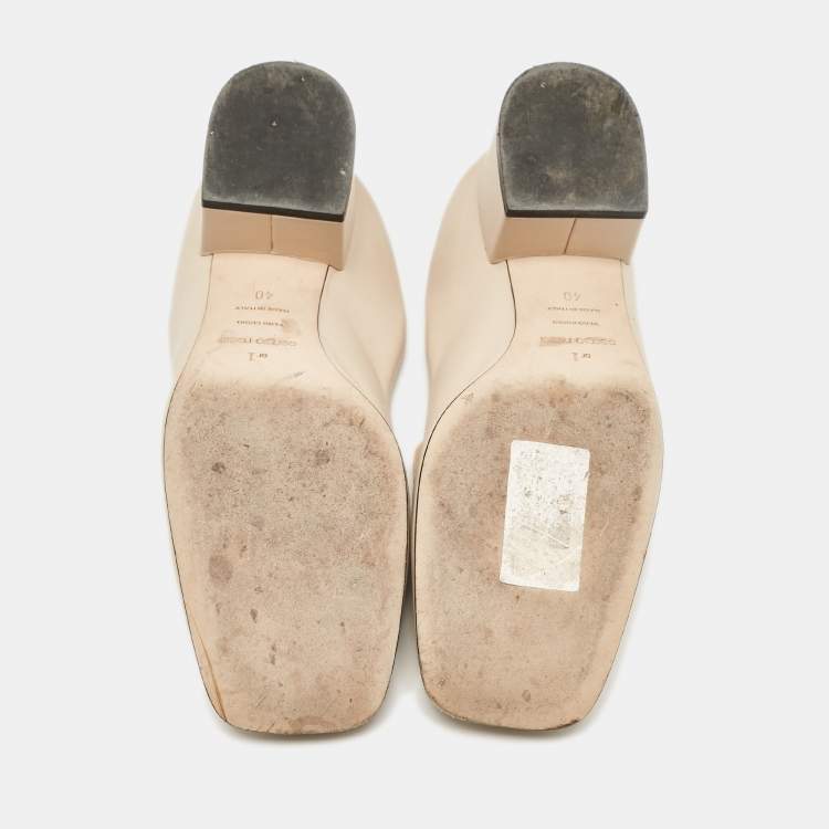 Pre Owned Sergio Rossi Beige Leather SR1 Loafers Size 40