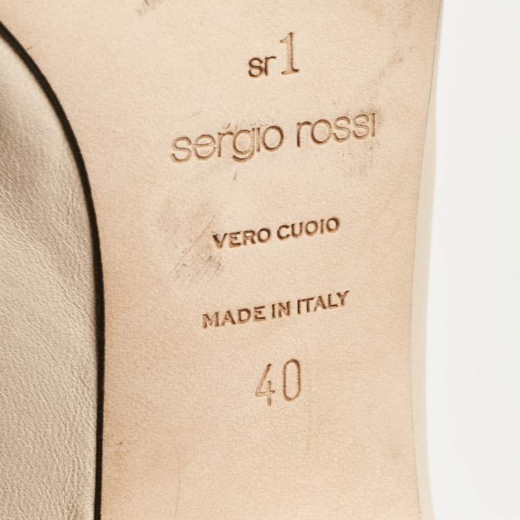 Pre Owned Sergio Rossi Beige Leather SR1 Loafers Size 40