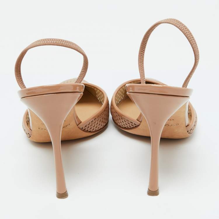 Pre Owned Sergio Rossi Beige Patent Leather Slingback Sandals Size 39