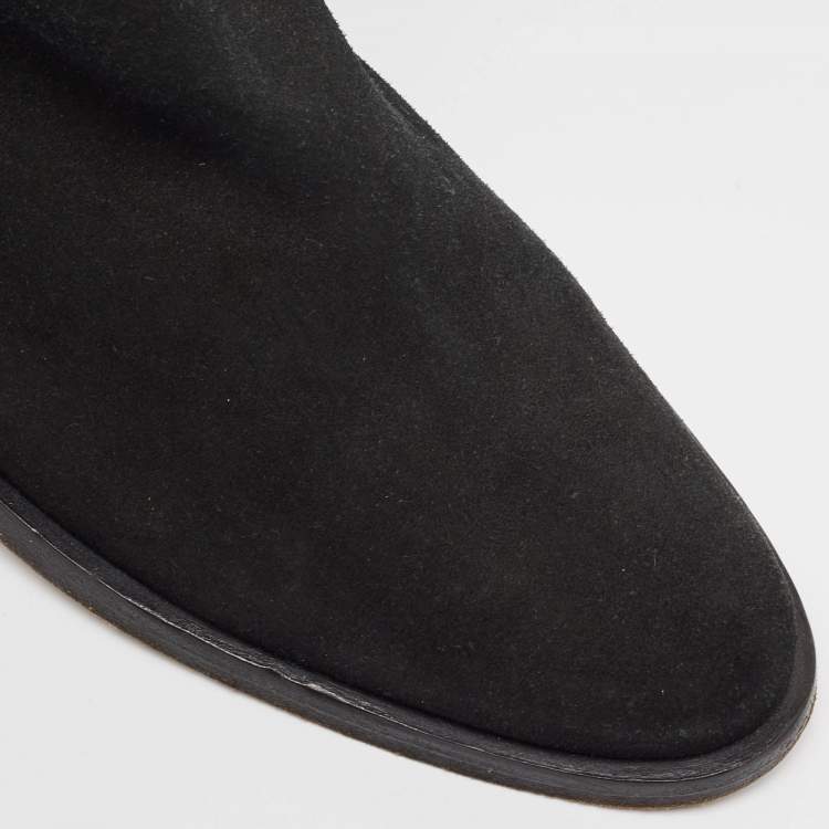 Pre Owned Sergio Rossi Black Leather and Suede Knee Length Boots Size 38.5