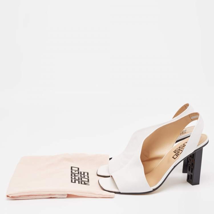 Pre Owned Sergio Rossi White Leather D'orsay Slingback Sandals Size 41