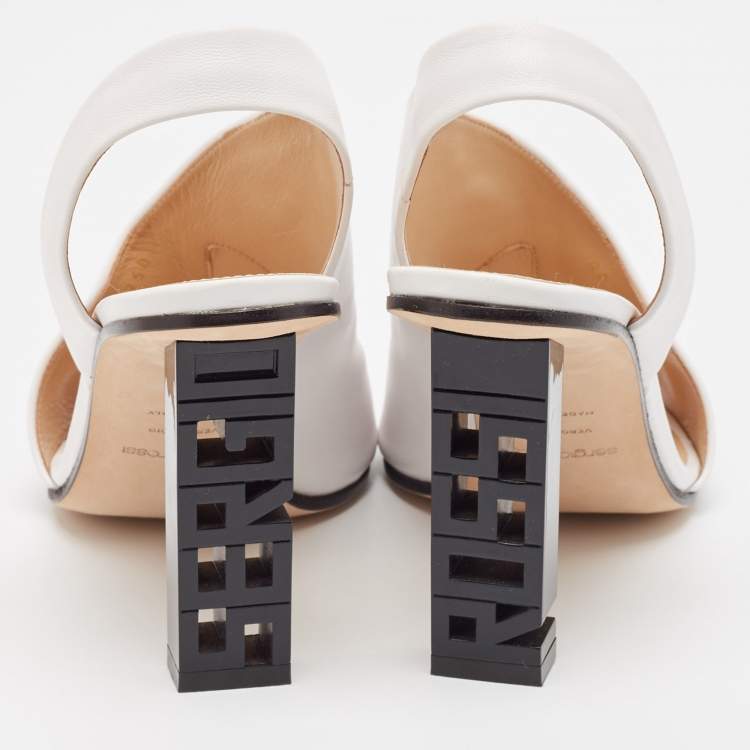 Pre Owned Sergio Rossi White Leather D'orsay Slingback Sandals Size 41