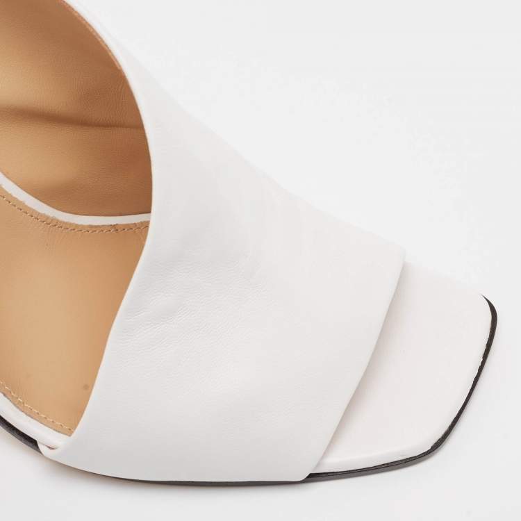 Pre Owned Sergio Rossi White Leather D'orsay Slingback Sandals Size 41
