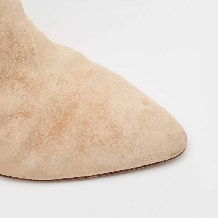 Pre Owned Sergio Rossi Beige Suede Knee Length Boots Size 39