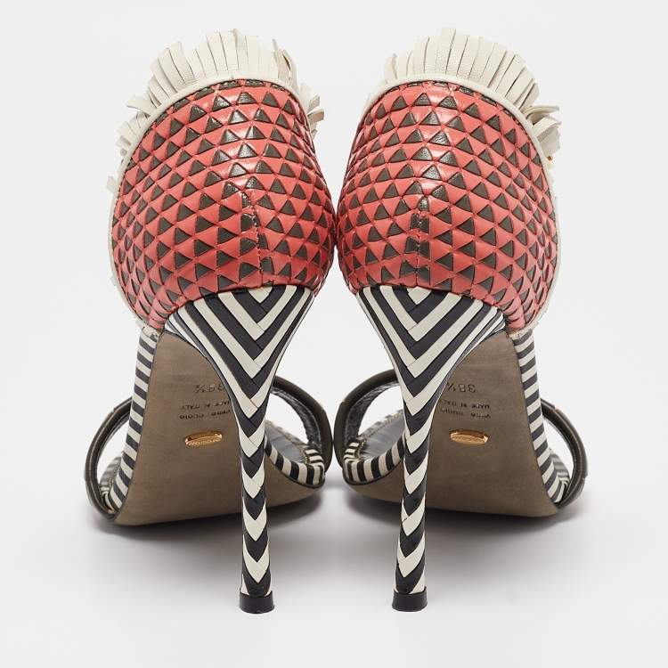 Pre Owned Sergio Rossi Multicolor Leather Ankle Strap Sandals Size 38.5