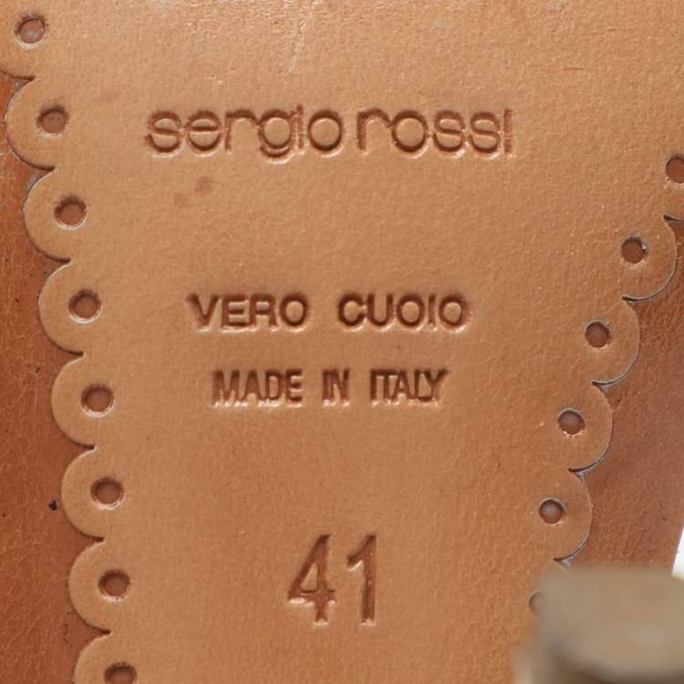 Pre Owned Sergio Rossi Beige Satin Embellished Slingback Sandals Size 41