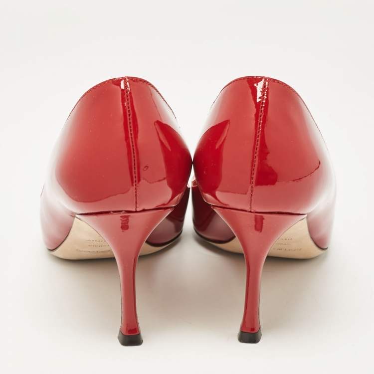 Pre Owned Sergio Rossi Red Patent Leather Secret Pumps Size 37.5