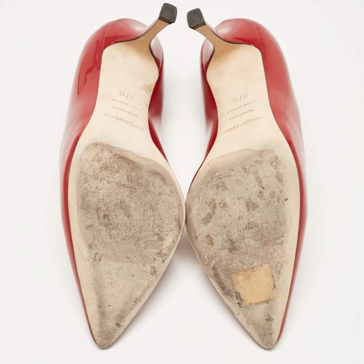 Pre Owned Sergio Rossi Red Patent Leather Secret Pumps Size 37.5