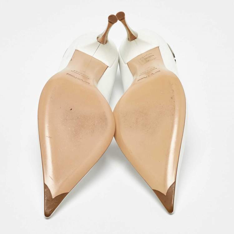 مملوكة مسبقًا Sergio Rossi White Leather Pointed Toe Pumps Size 40