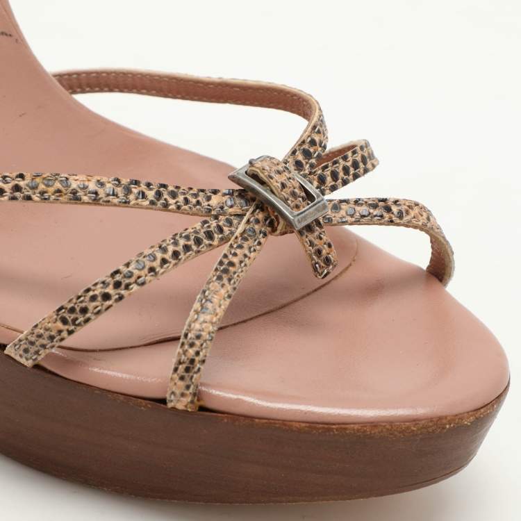 Pre Owned Sergio Rossi Multicolor Snakeskin Embossed Leather Ankle Strap Sandals Size 37