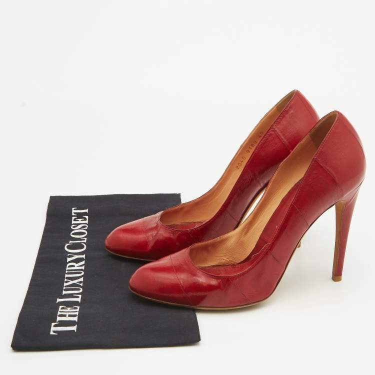 Pre Owned Sergio Rossi Red Eel Leather Pumps Size 40