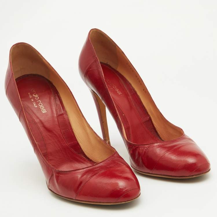 Pre Owned Sergio Rossi Red Eel Leather Pumps Size 40