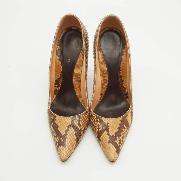 Pre Owned Sergio Rossi Brown Python Leather Pointed Toe Pumps Size 40