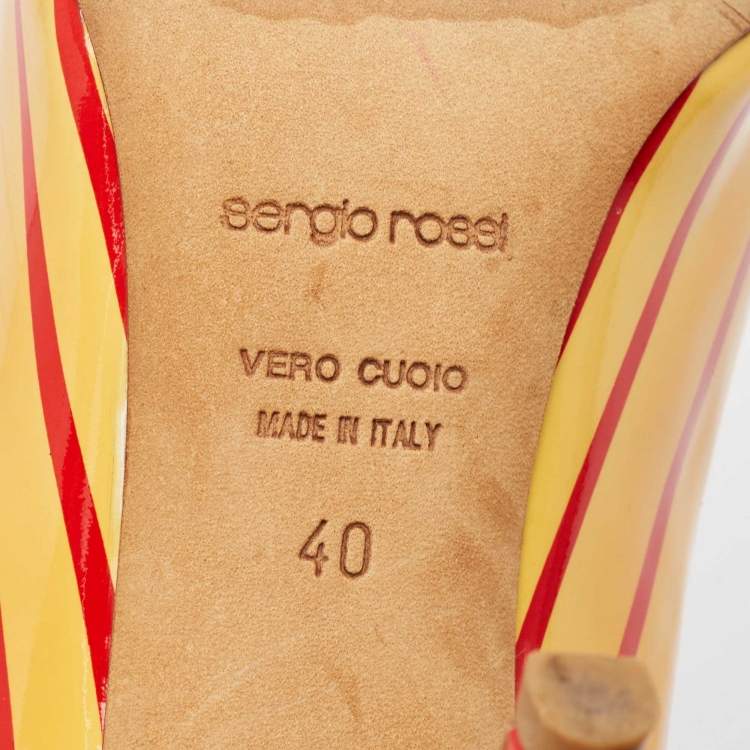 Pre Owned Sergio Rossi Red/Yellow Patent Leather Pumps Size 40