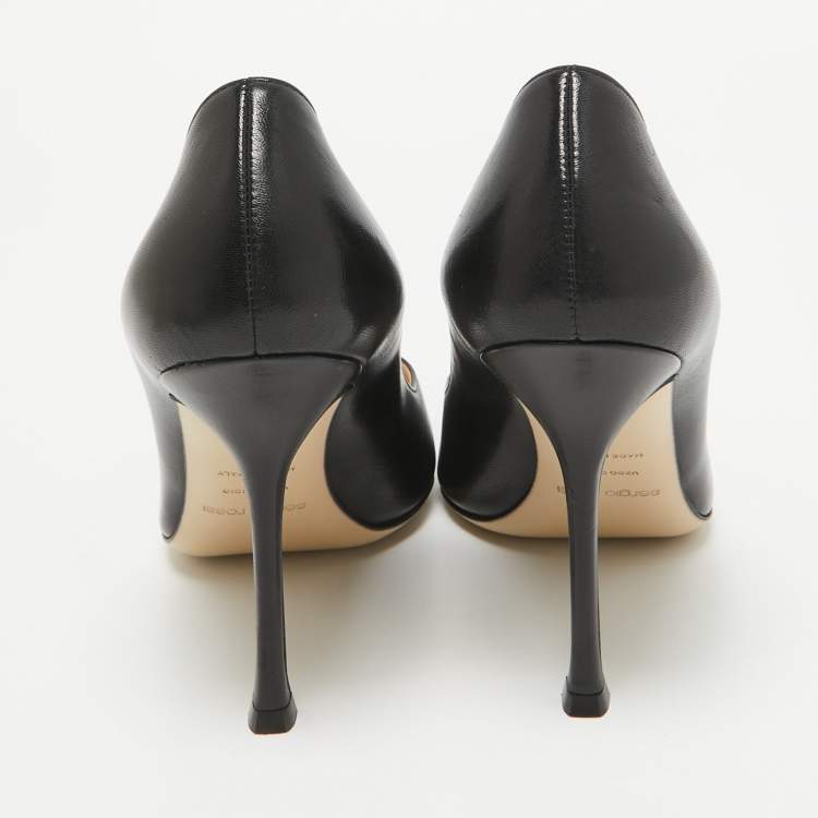 Pre Owned Sergio Rossi Black Leather Pointed Toe Pumps Size 39