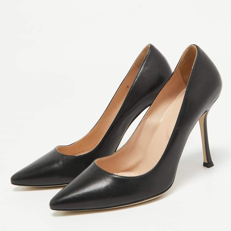 Pre Owned Sergio Rossi Black Leather Pointed Toe Pumps Size 39