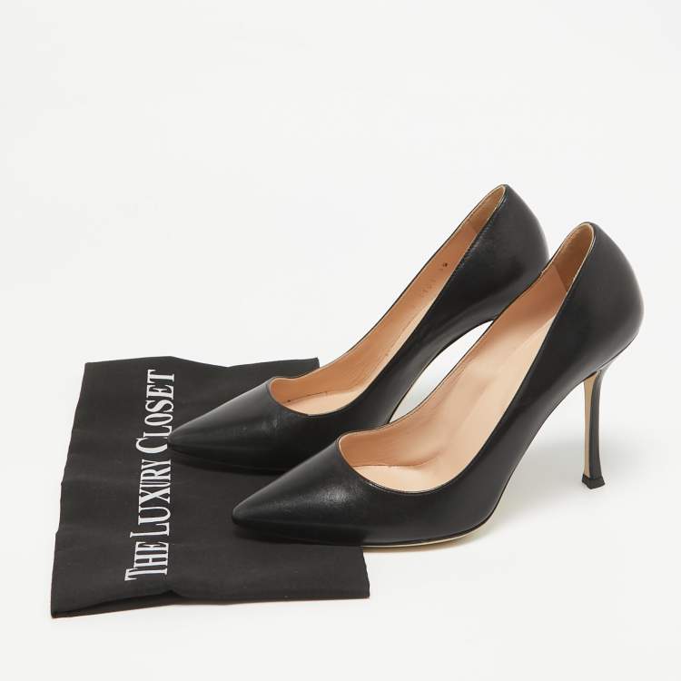 Pre Owned Sergio Rossi Black Leather Pointed Toe Pumps Size 39