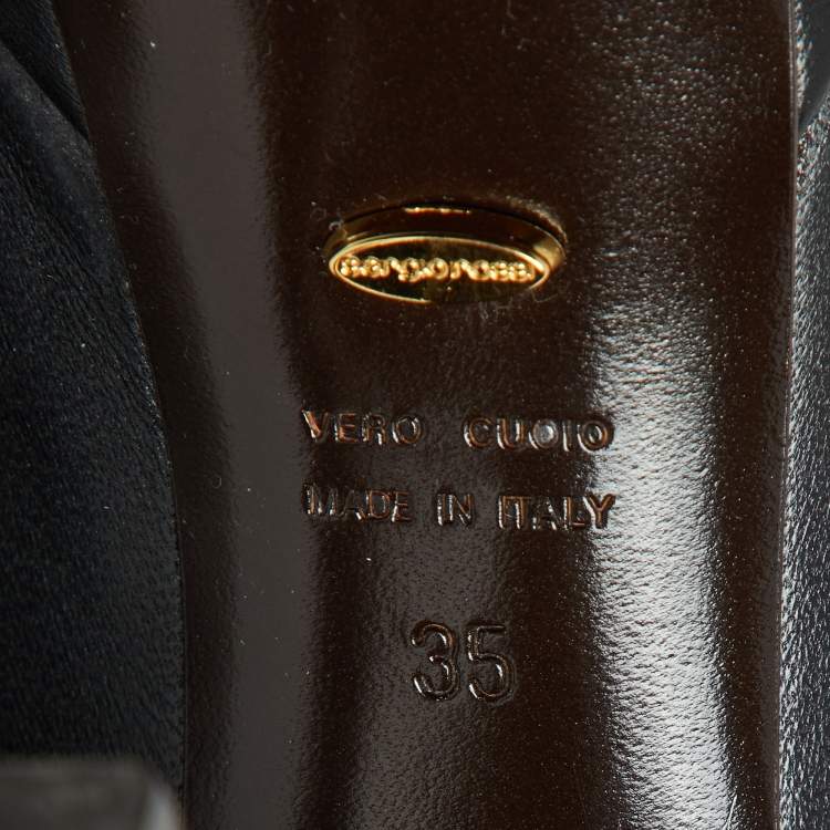 Pre Owned Sergio Rossi Black Leather Platform Over The Knee Boots Size 35