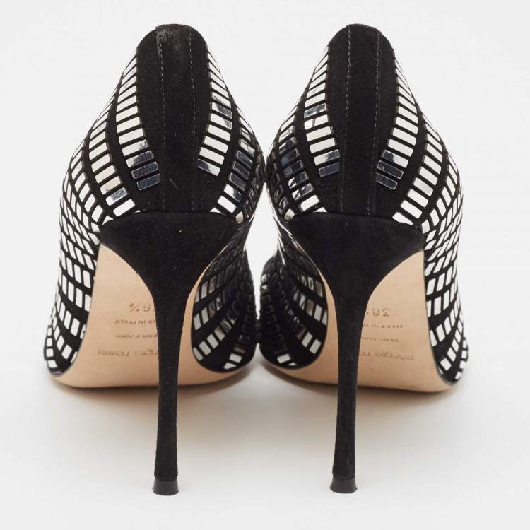 مملوكة مسبقًا Sergio Rossi Black Suede Crystal Embellished Pointed Toe  Pumps Size 38.5