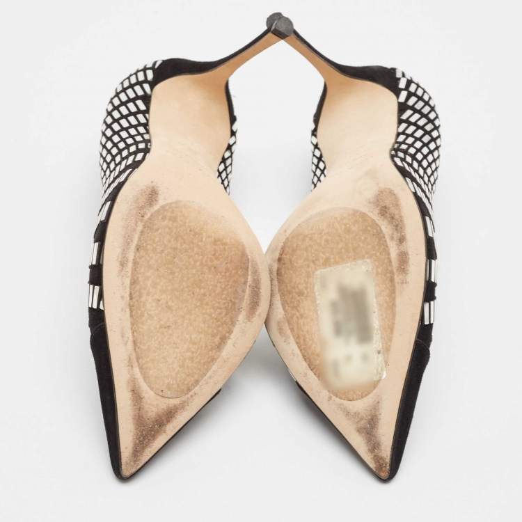 مملوكة مسبقًا Sergio Rossi Black Suede Crystal Embellished Pointed Toe  Pumps Size 38.5