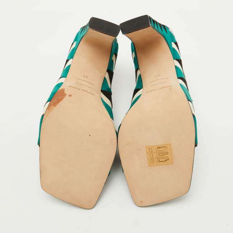 Pre Owned Sergio Rossi Multicolor Suede Open Toe Mules Size 37